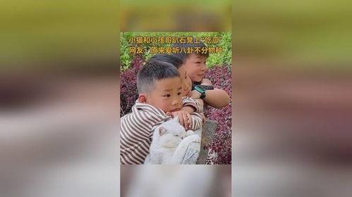 小孩哥和猫咪吃瓜视频,欢乐互动萌态十足